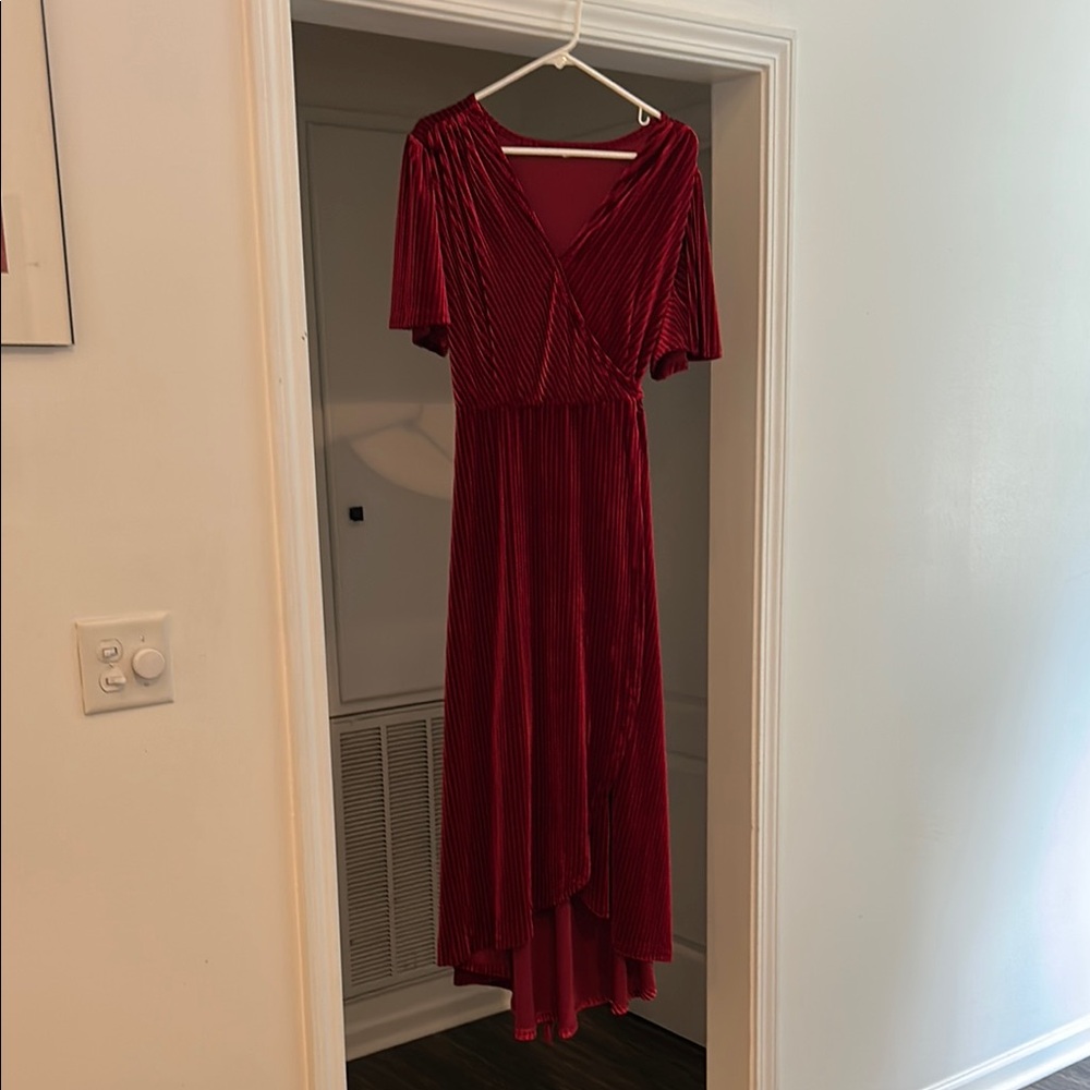 Elegant Red Velvet Dress